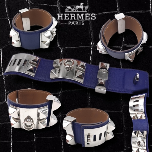 HERMÈS Authentic Collier De Chien 24 Bracelet Discontinued Color: Blue In Box - Picture 8 of 16